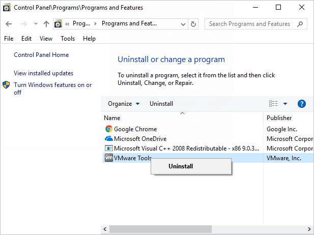 Control Panel-uninstall a program 2