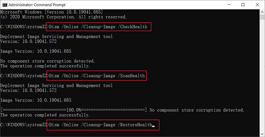 DISM.exe Online Cleanup-image Restorehealth