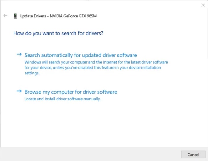 device manager-display adapters-update driver