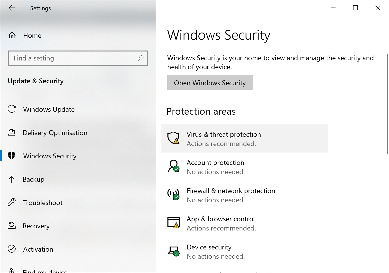 virus & threat protection