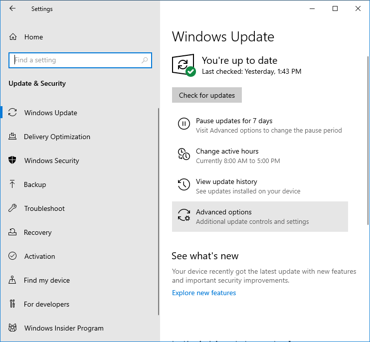 Windows Update - Check for updates