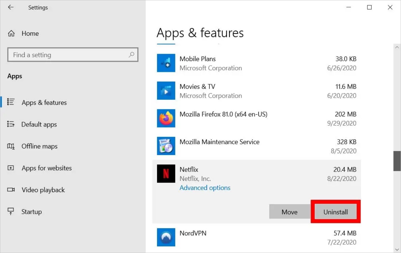windows setting-apps-apps&features-uninstall