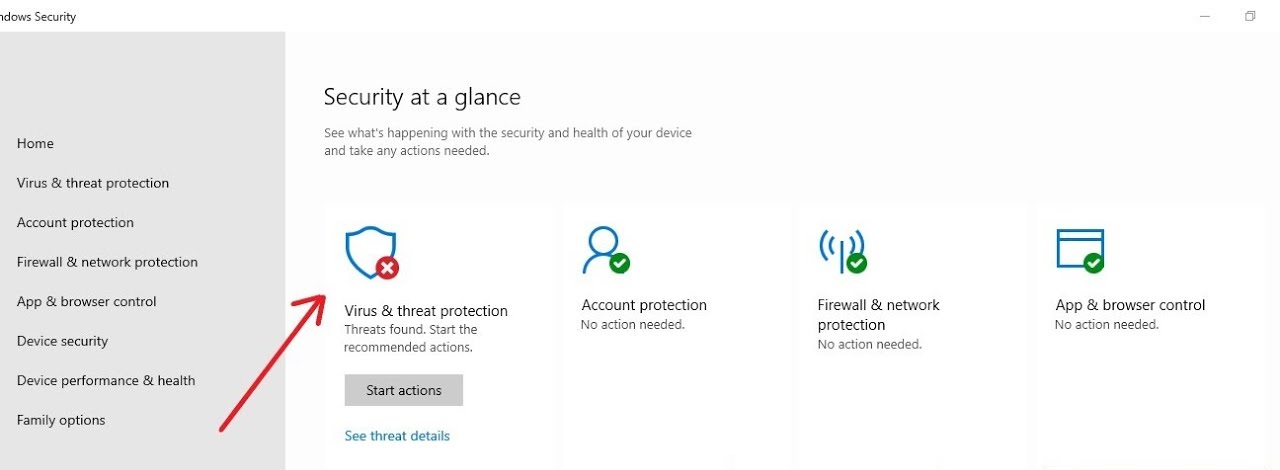 windows setting-security-Virus & threat protection