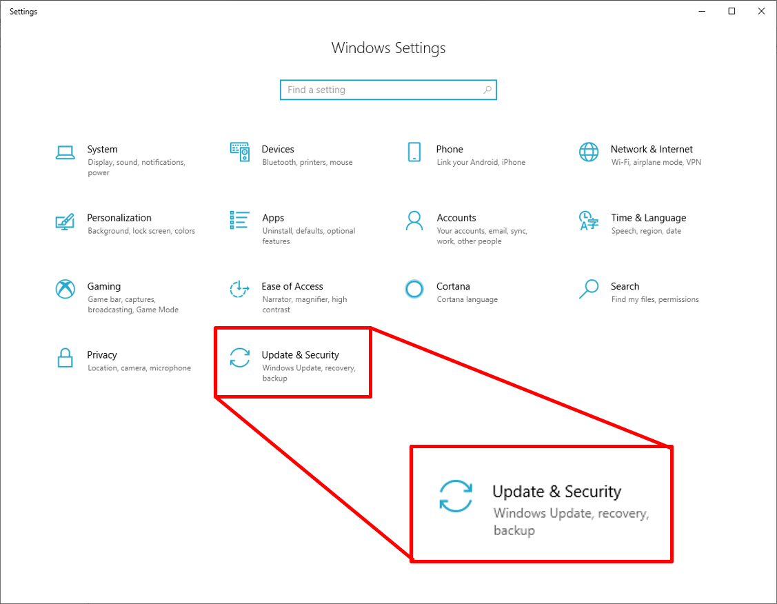 windows setting-update & security