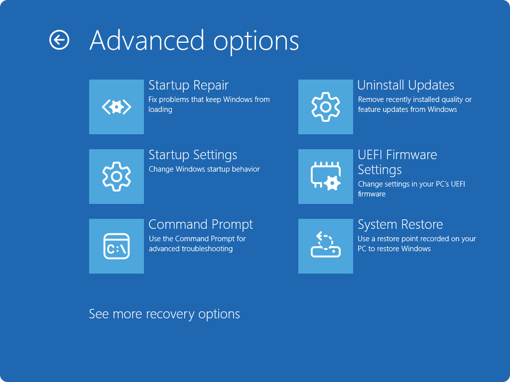 Troubleshoot - Advanced options - Startup Settings