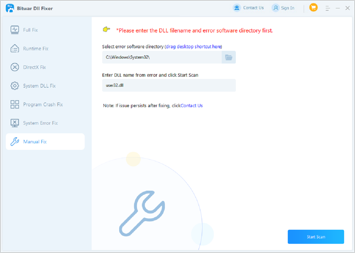manual fix user32.dll