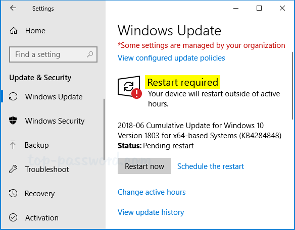 windows updates - restart now